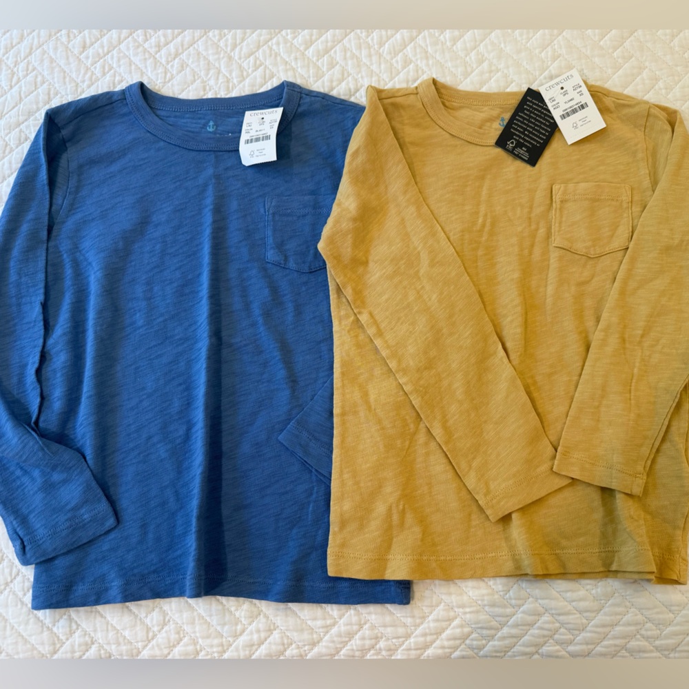 Crew Cuts Long Sleeve Pocket Tees - Blue and Yellow